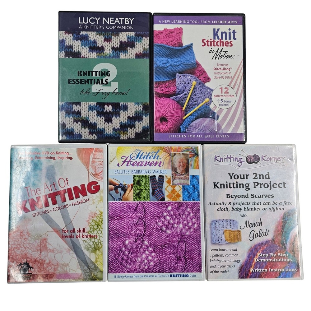 Lot of 5 Knitting Instructional DVDs Barbara Walker Lucy Neatby Leisure Arts